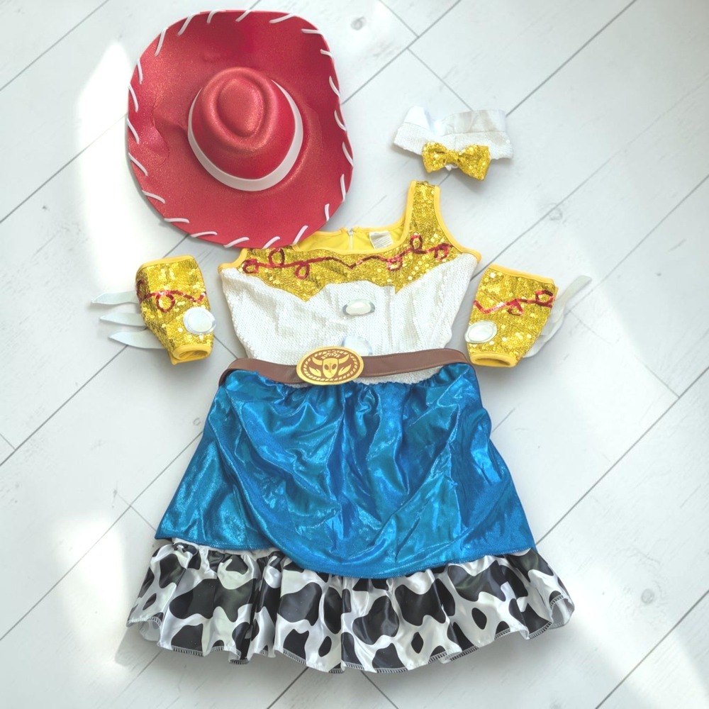 Disney Toy Story Jessie Costume Kids Large 12-14 Dress Hat Gauntlets 59333E